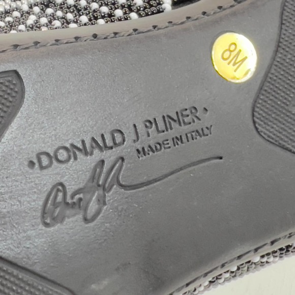 Donald J Pliner Hasin Glass Beaded Ballet Flats Shoe - Black/White/Gray -Women 8 - Picture 9 of 11